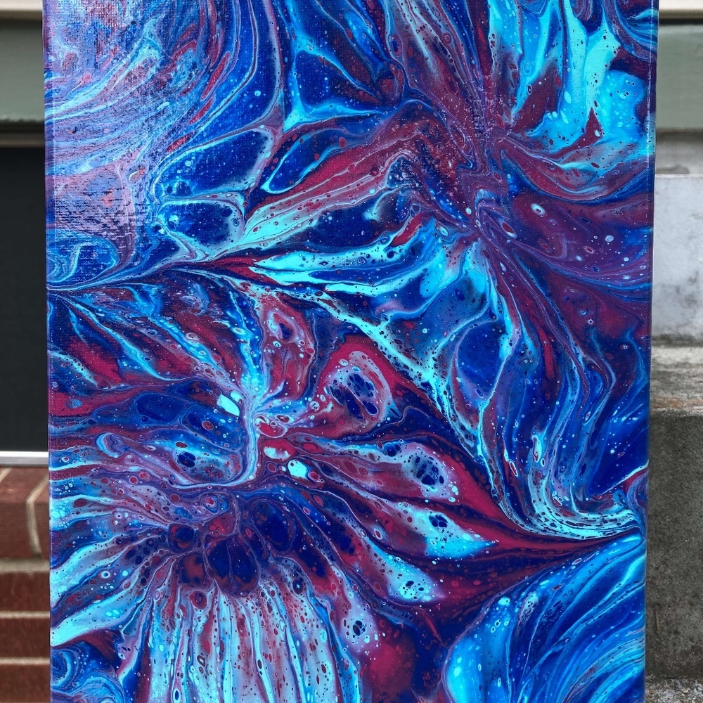 Galactic Fireworks 8"x10" Painting by Color Fluent Art (Blue/Pink)